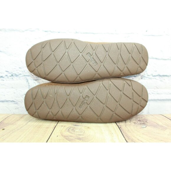 LL Bean Dark Brown Suede Wicked Good Shearling Lined Venetian Slippers Size 9 M - Picture 9 of 9